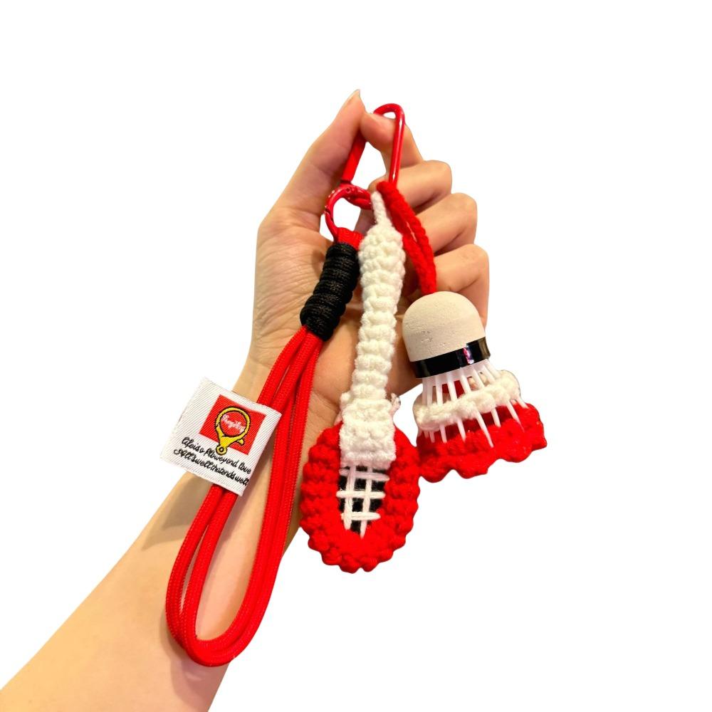 Мини Крючок Брелок для Бадминтона Яркий Цвет Брелок для Ключей Машины Вязаный Подвеска Бадминтон Декор для Рюкзака