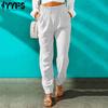 Women's Fashion Casual Solid Color Print High Waist Trousers Pants & Capris