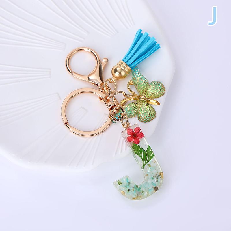 AZ Dreamy Sequin Letters Брелок для женщин Подвеска-бабочка с кисточками Инициал Брелок для кошелька Подвеска для сумок Амулеты Автомобильный брелок