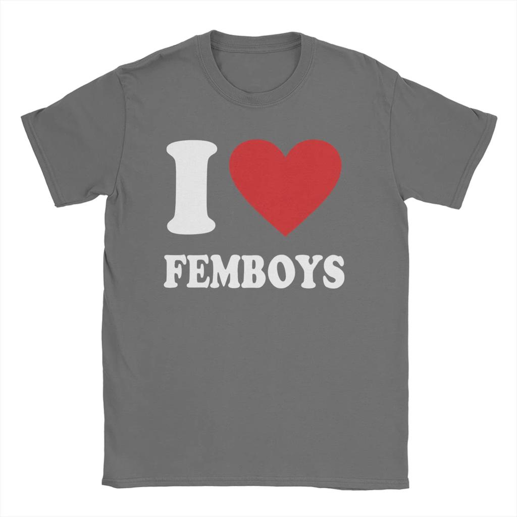 Забавная Хит Продаж I Love Fembos С Принтом Высококачественная Мужская Хлопковая Футболка с Коротким Рукавом и Круглым Вырезом Повседневный Мужской Топ