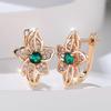 Delicate Zircon Flower Hoop Earrings for Women Luxury Gold Color Dangle Earrings Fashion Jewelry Gifts