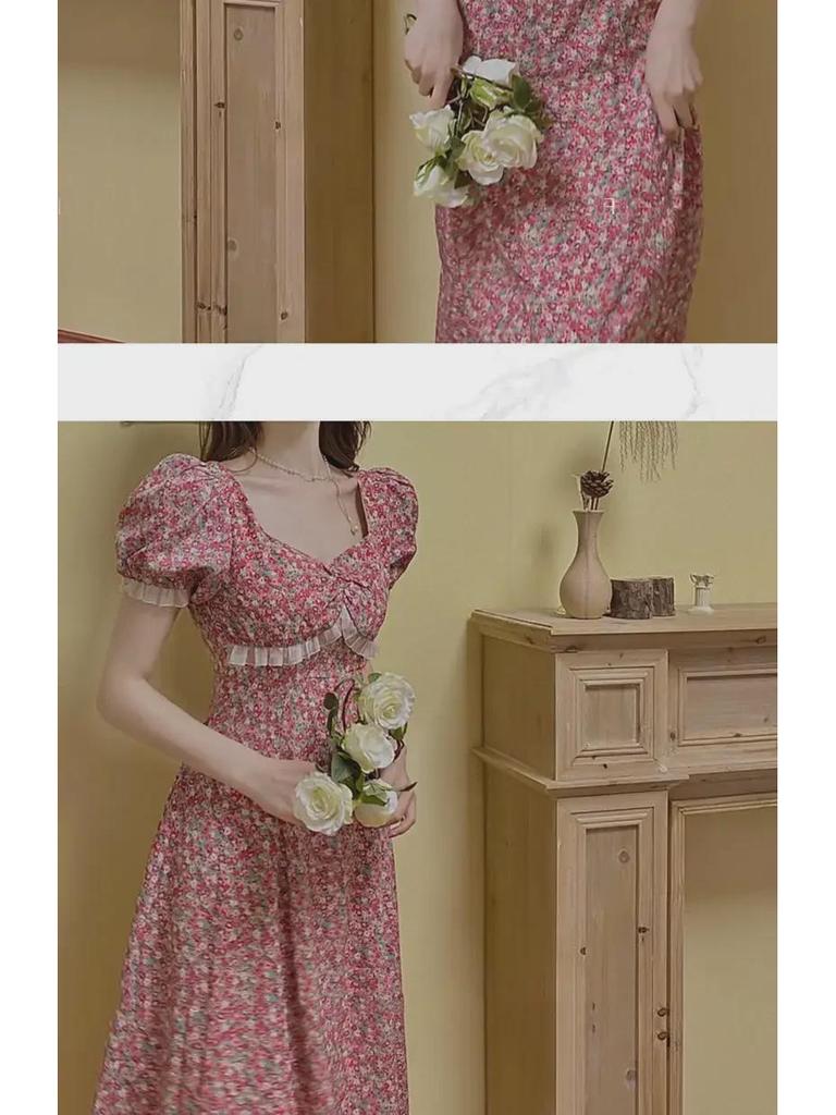Летнее платье для чайной паузы с квадратным воротником для миниатюрных женщин – элегантный А-силуэт с узкой талией