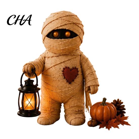 Atmospheric Window Displays Wooden Halloween Figurine with Lantern, Pumpkin Scarecrow Skeleton Mummy Ghost Witch Desktop Decorative Statues