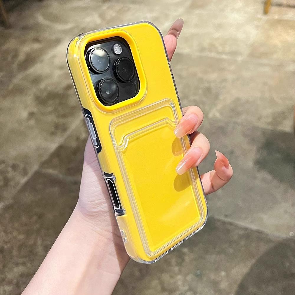 Роскошный гелевый кошелек Прозрачный бампер Чехол для iPhone 17 Air 16 15 14 13 12 11 Pro Max Конфетный Мягкий+Жесткий Слот для карты Чехол для телефона
