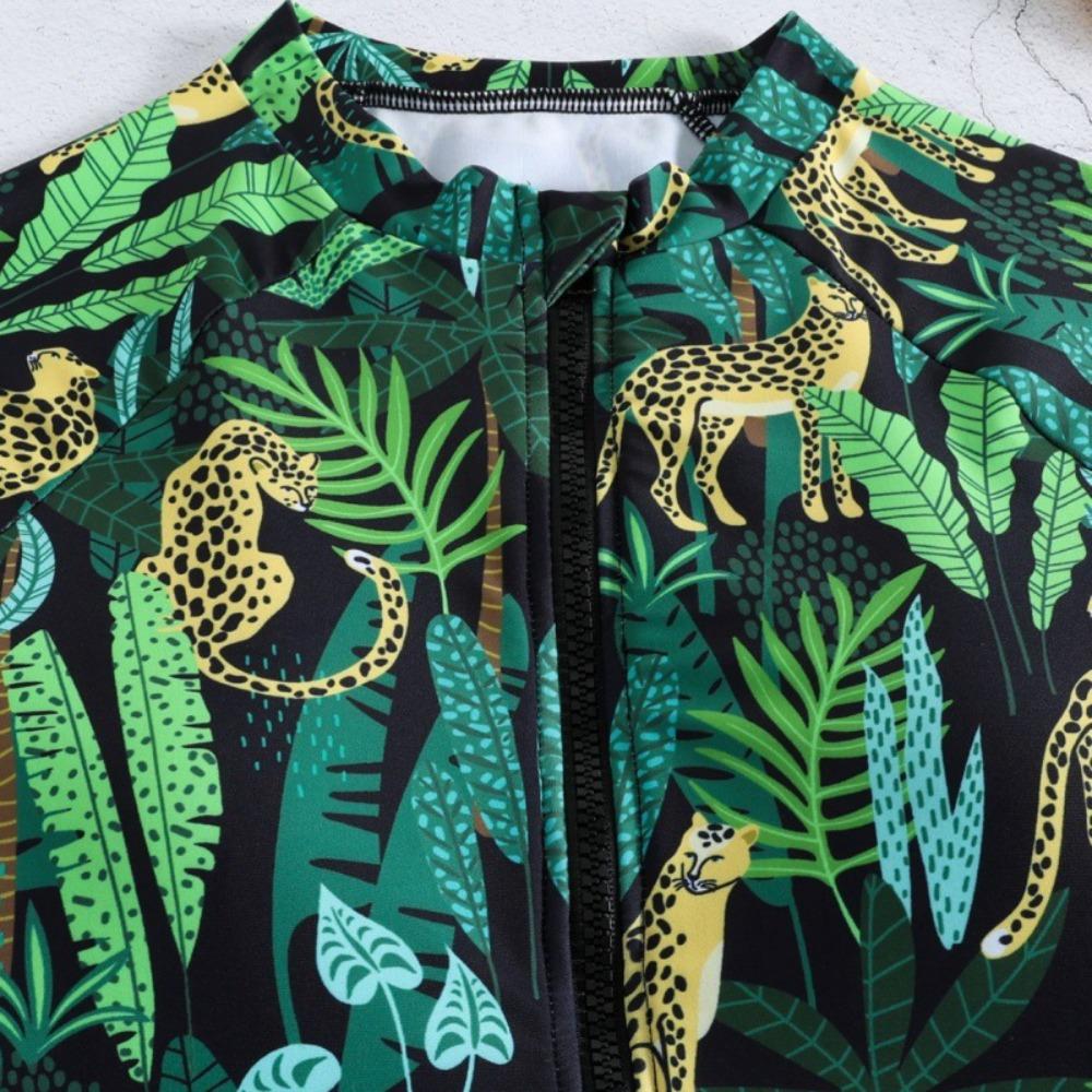 Европейский и американский цельный купальник бикини с застежкой-молнией, узкий принт, сексуальный купальник с длинными рукавами