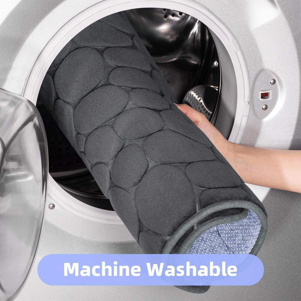 Bathroom Carpet Door Mat Cobblestone Embossed Simple Style Absorbent Foot  Non-slip Mat For Bathroom Bedroom Living Room Mat