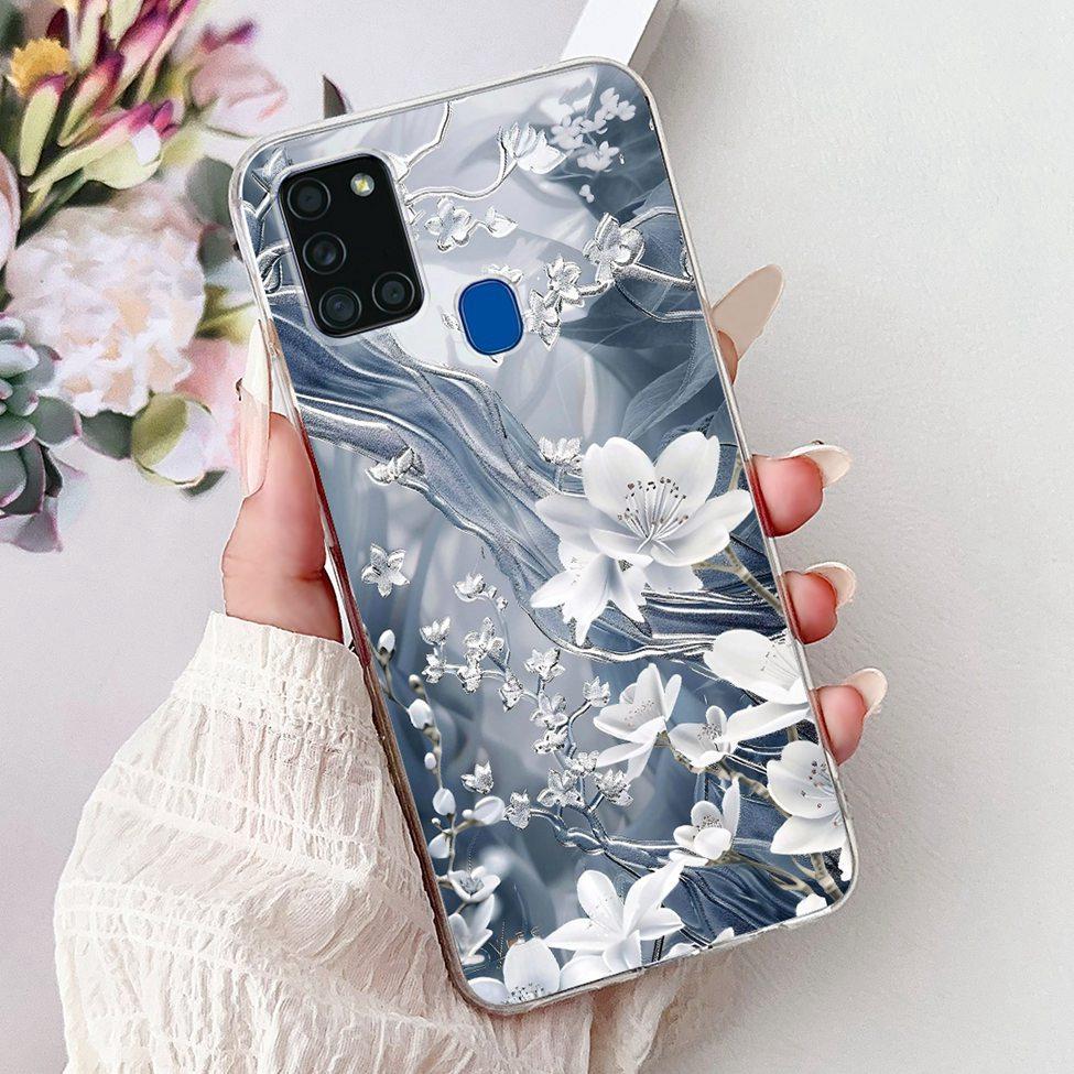 Для Samsung A21s Чехол Прозрачный Модный Роскошный Милый Расписная Задняя Крышка Для Samsung Galaxy A21s Чехол для Телефона A217F A217M A217N