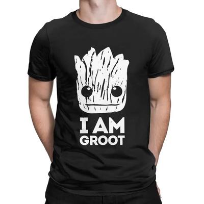 Футболки Am Groot Мужская мода Футболка из чистого хлопка Футболка с круглым вырезом и коротким рукавом Новинка Топы