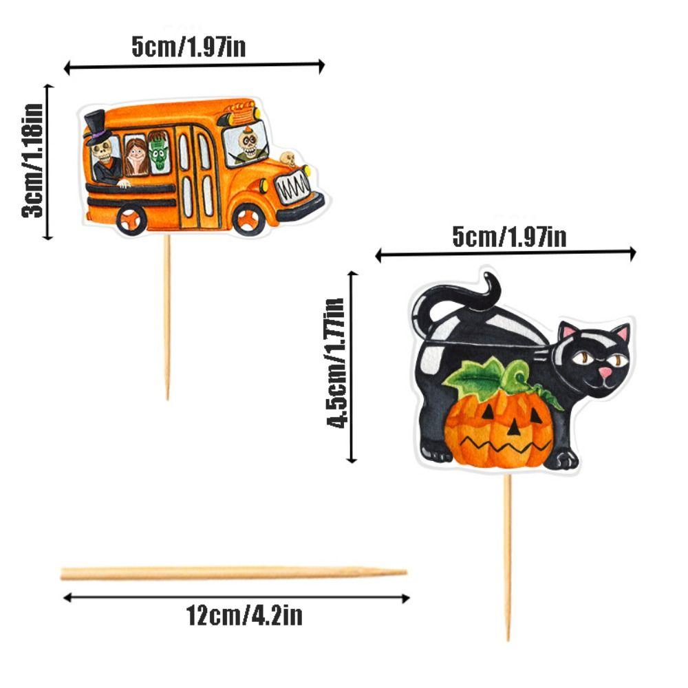 16Pcs Mini Cartoon Pumpkin Ghost Cake Inserts Creative Cupcake Plug-In Decoration  Home