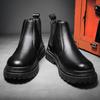 Модные мужские ботинки челси, осенне-весенние рабочие ботинки на платформе с высоким берцем в стиле ретро, ​​студенческие прогулочные черные ботинки, повседневная обувь