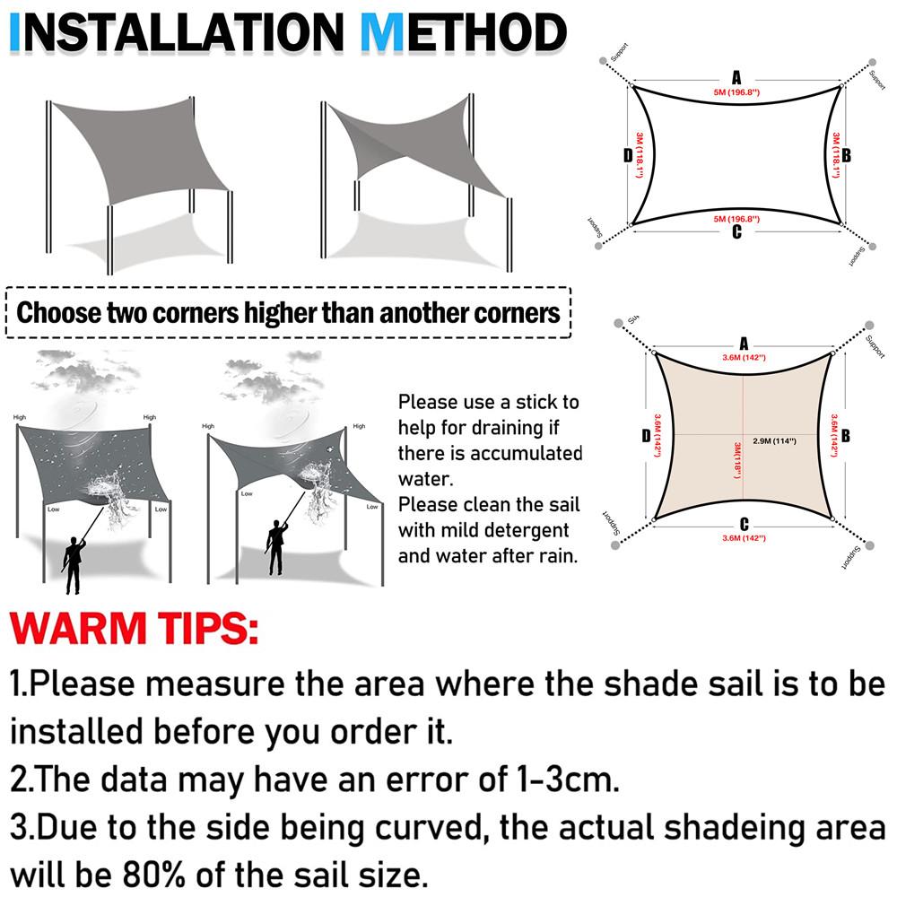 4x2/3/5/6M прямоугольный солнцезащитный парус водонепроницаемый навес от солнца защита от непогоды навес от ультрафиолета для патио балкона садовый тент