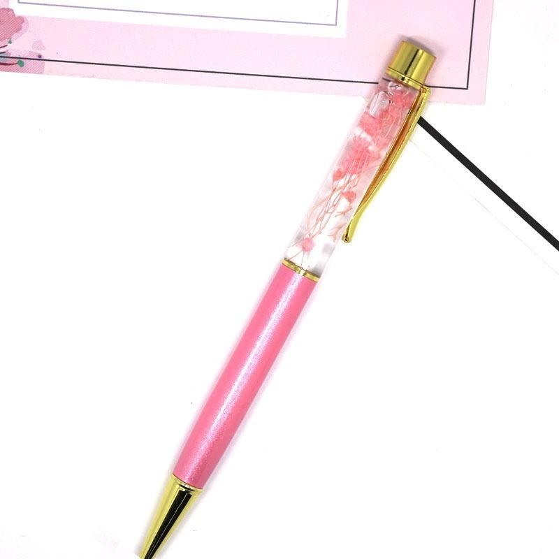 1 шт., креативная шариковая ручка, металлические шариковые ручки, канцелярские товары, ручки розового, золотого, розового золота, динамическая ручка с жидким цветком