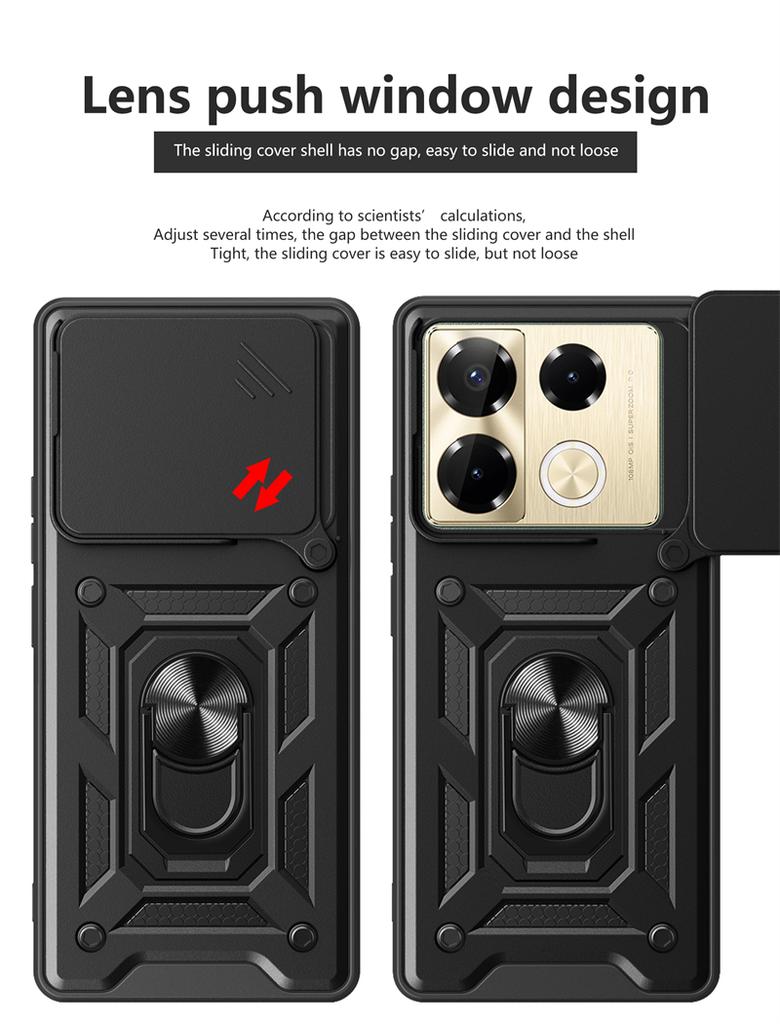 For Infinix Note 40 Pro 5G Case Slide Camera Armor Phone Case For Infinix Note 40 Pro Plus Note40 40Pro Holder Ring Back Cover