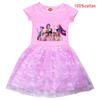 Girls Anime Cartoon K-Pop Rumi Zoey Mira Print Short Sleeve Cotton Casual Mesh Lace Dress Kids Halloween Christmas Party Cosplay Costume