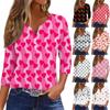 Women's T Shirt Tee Print Button 3/4 Sleeve Daily Weekend Fashion Basic V Neck Regular Top