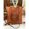 14" Women's Genuine Roomy Goat Leather Tote Shopping Handmade Bag