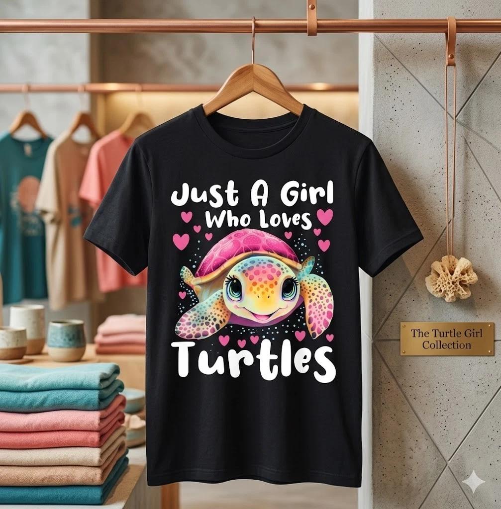 Men's and Women's T-shirts Just A Girl Who Loves Turtles Cute Sea Turtle Lover