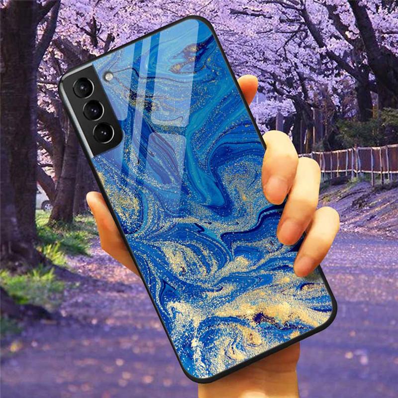 Для Samsung S21 Plus 5G Чехол S 21 Закаленное Стекло Звездный Мраморный Жесткая Задняя Крышка для Samsung Galaxy S21 Ultra Чехлы FE Защитный