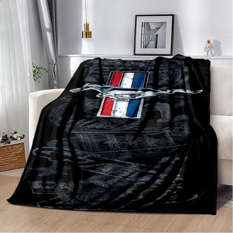 3D Mustang Racing Car Sign GTR Soft Plush Blanket,Flannel Blanket Throw Blanket for Living Room Bedroom Bed Sofa Cover Gift
