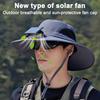 Fan Hat Wide-Brimmed Outdoor Hat with Fan Design Breathable Mesh 3 Gear Adjustable Speed Hiking Cycling Fishing Hat