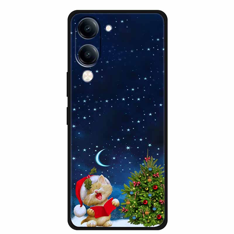 Christmas Case For Vivo Y04 Y04S Y37C Soft Silicone Phone Cover Funda For Vivo Y 04 04S 37C Black TPU Protective Bumper Casing