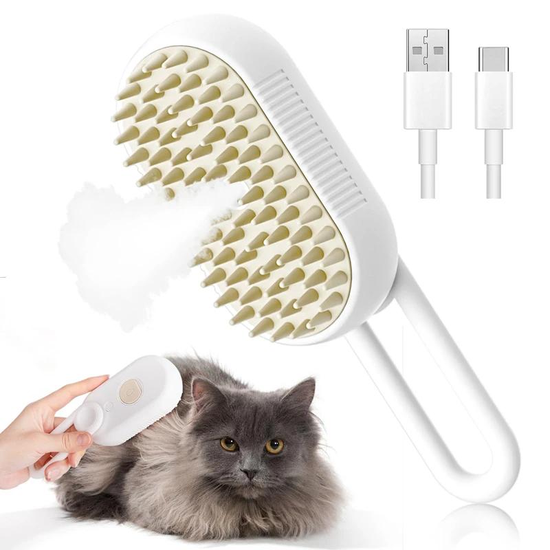3Dog Hair Brush Cat Hair Brush Electric Pet Cleaning Brush Steam Spray Brush Massage Hair Removal Comb anti-Tangle Brush