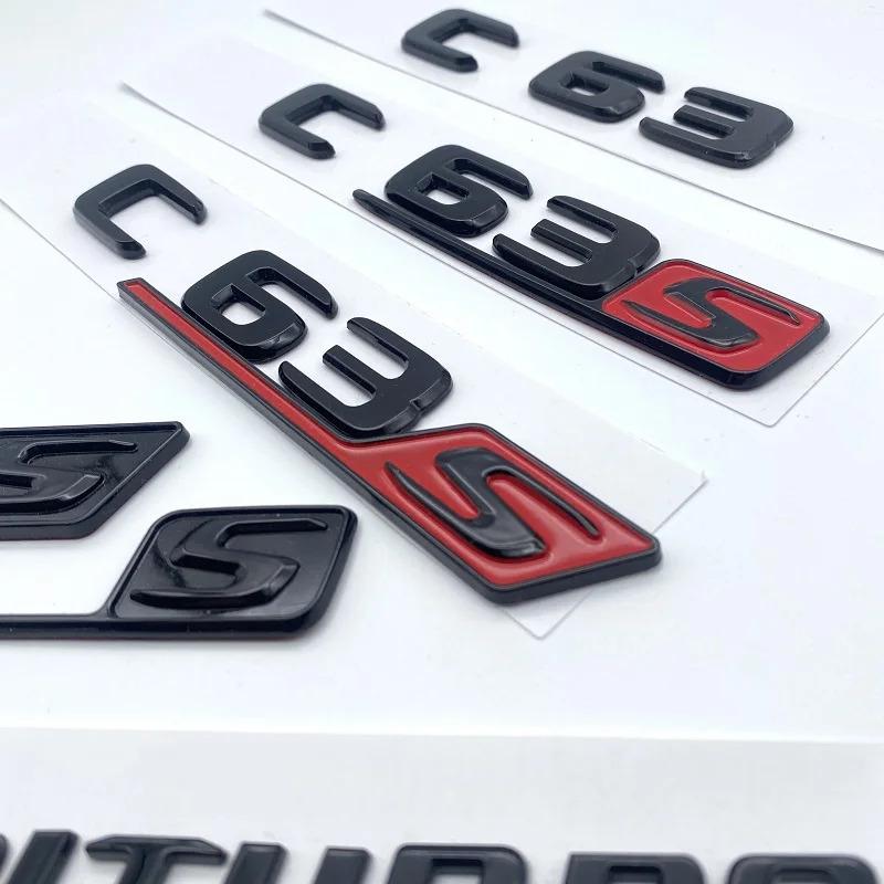 Glossy Black Letters Numbers Emblem C63 C63s V8Biturbo for Mercedes-Benz AMG Car Fender Trunk Rear C205 S205 W205 Logo Sticker BF1
