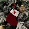 Haobei Red Knitted Christmas Stocking Ornament with Embroidered Lettering