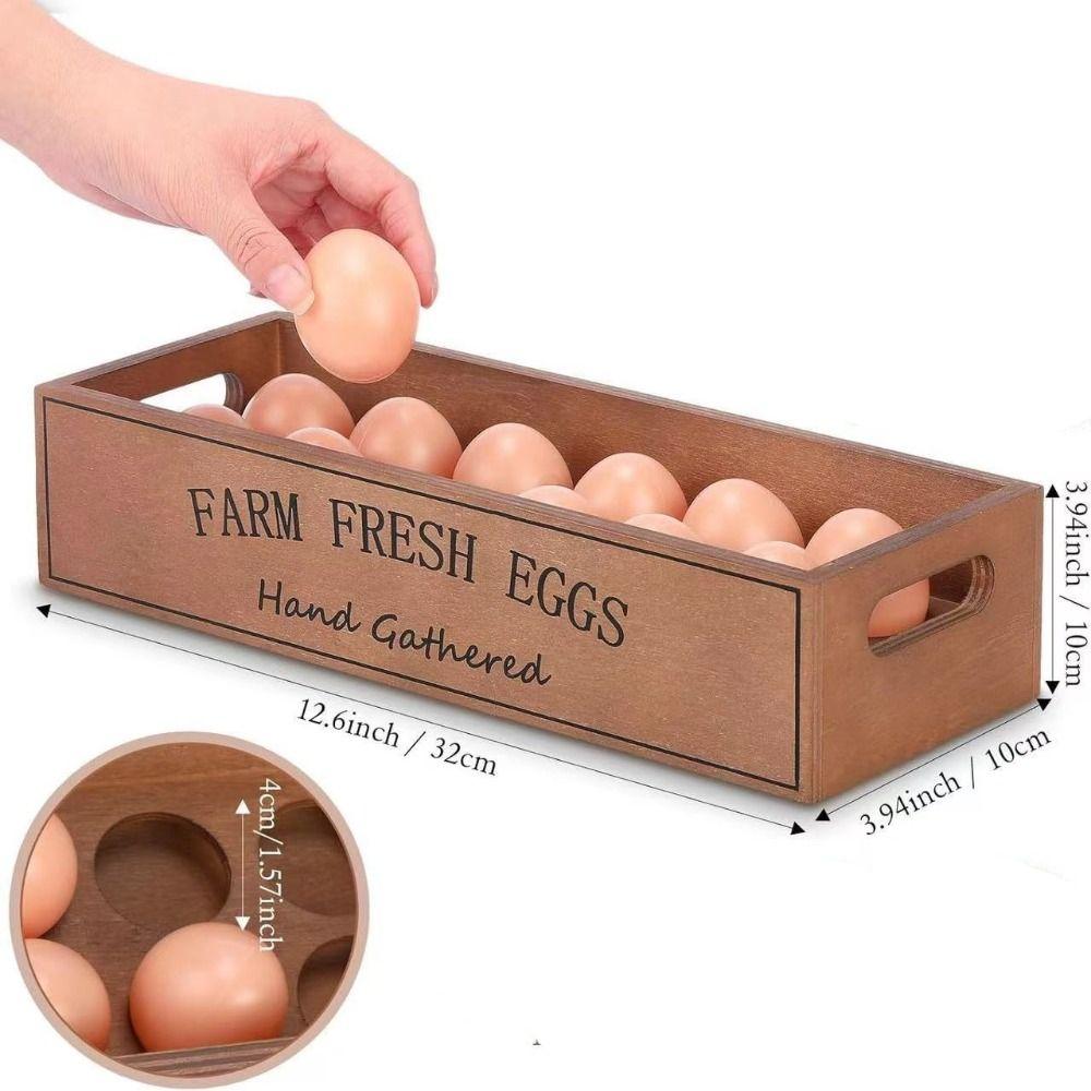 Open-Top Lid Wood Egg Case Large Capacity Egg Display Crates  Kitchen Organizer