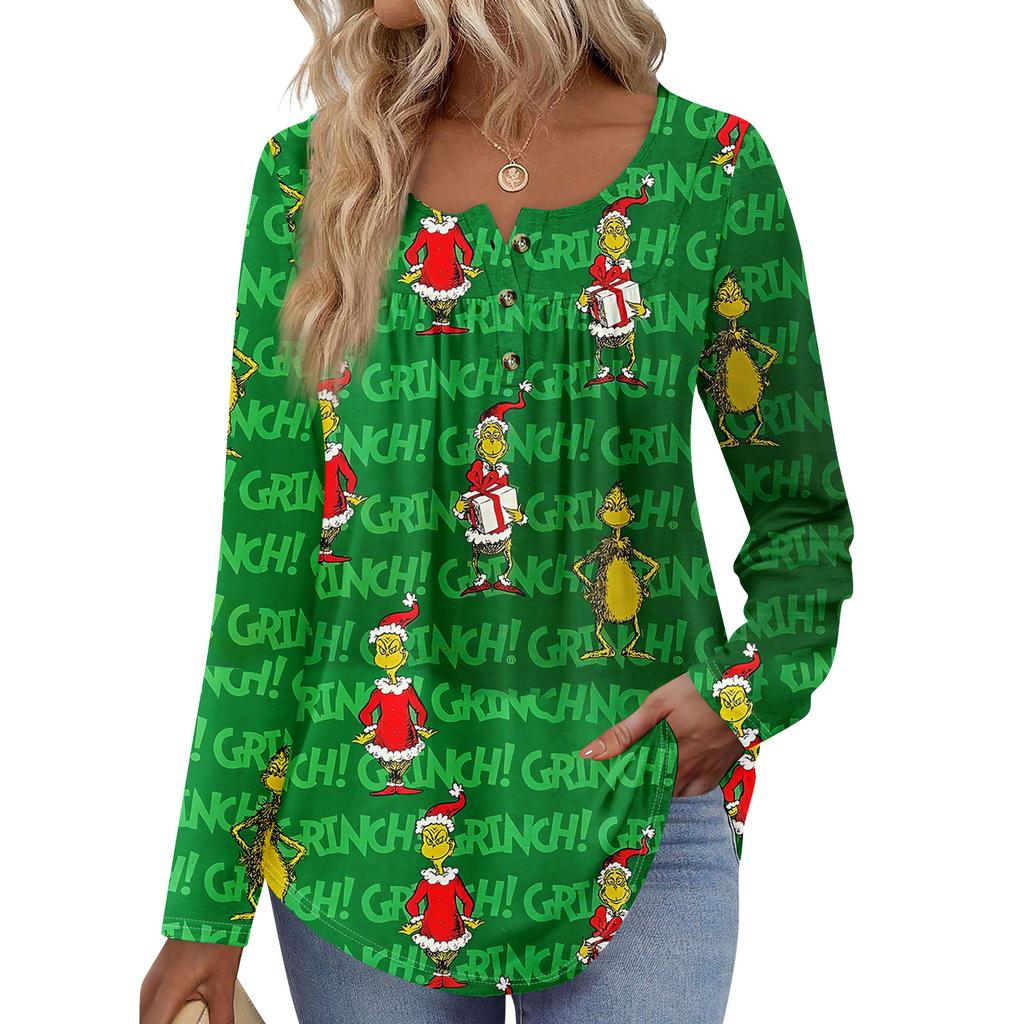 Women's Long Sleeve Tunic Loose Tops Casual Oversized Tops Pleated Tunic Button Down Casual Women's Print Tops