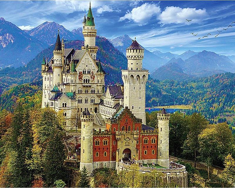 Полный квадратный/круглый алмазная живопись Деревенский дом Пейзаж Животное 5D Алмазная вышивка Мультфильм Городской уличный дом Стразы Мозаика Набор для рукоделия