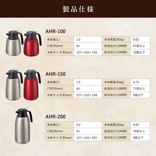 Peacock AHR-200 XA 2.0L Thermos, Stainless Steel, Portable, Keeps Hot or Cold