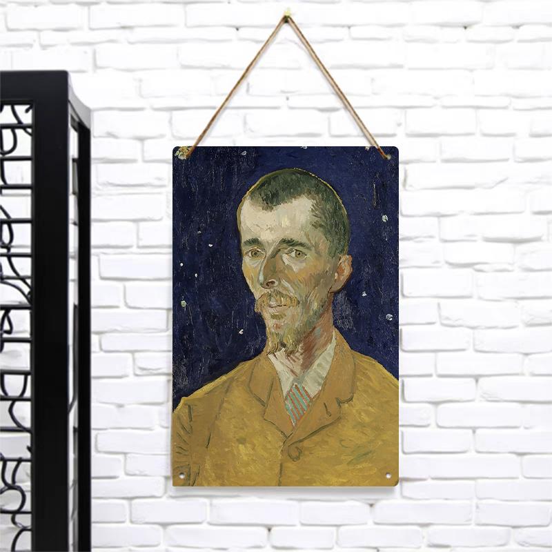 Van Gogh Starry Night SelfPortrait Custom Metal Wall Art Retro Decorative Painting Home Living Room Decoration