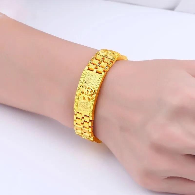 Браслеты из чистого 18-каратного желтого золота 999 пробы для женщин и мужчин, классические свадебные часы, браслеты-цепочки, рождественские подарки, ювелирные изделия, никогда не выцветают