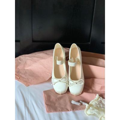 Винтажные балетки с бантом и неглубоким горлышком на плоской подошве, женские летние и осенние туфли