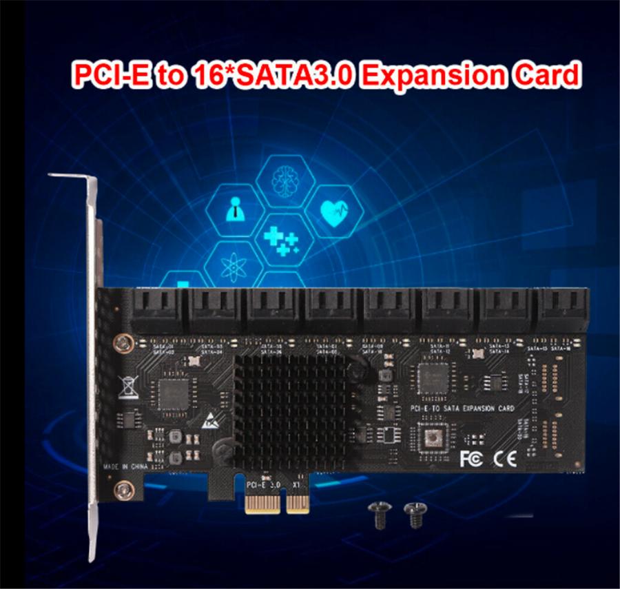 For Chia Mining 16 Ports SATA 3.0 6Gb To PCI Express Controller Card
