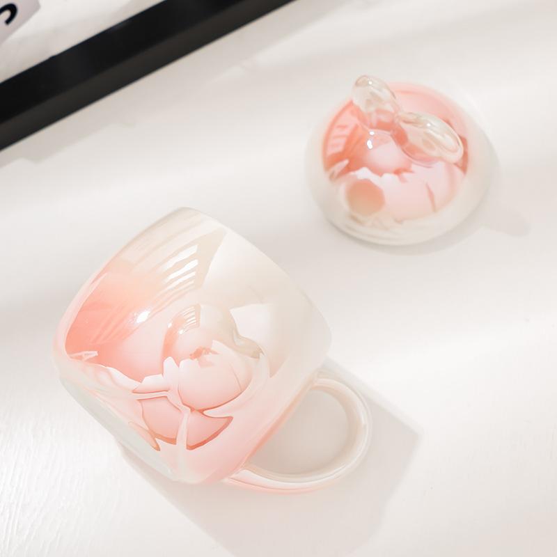 Керамическая кружка Сувенир с кроликом Чашка для воды Дизайн с градиентом фиолетового цвета Милая Креативная и Персонализированная женская кружка Подарок на фестиваль