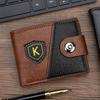 Мужской кожаный кошелек с RFID-защитой, двускладной, короткий, держатель для карт, отделение для монет, застежка на кнопку, винтажный пэчворк, кошелек