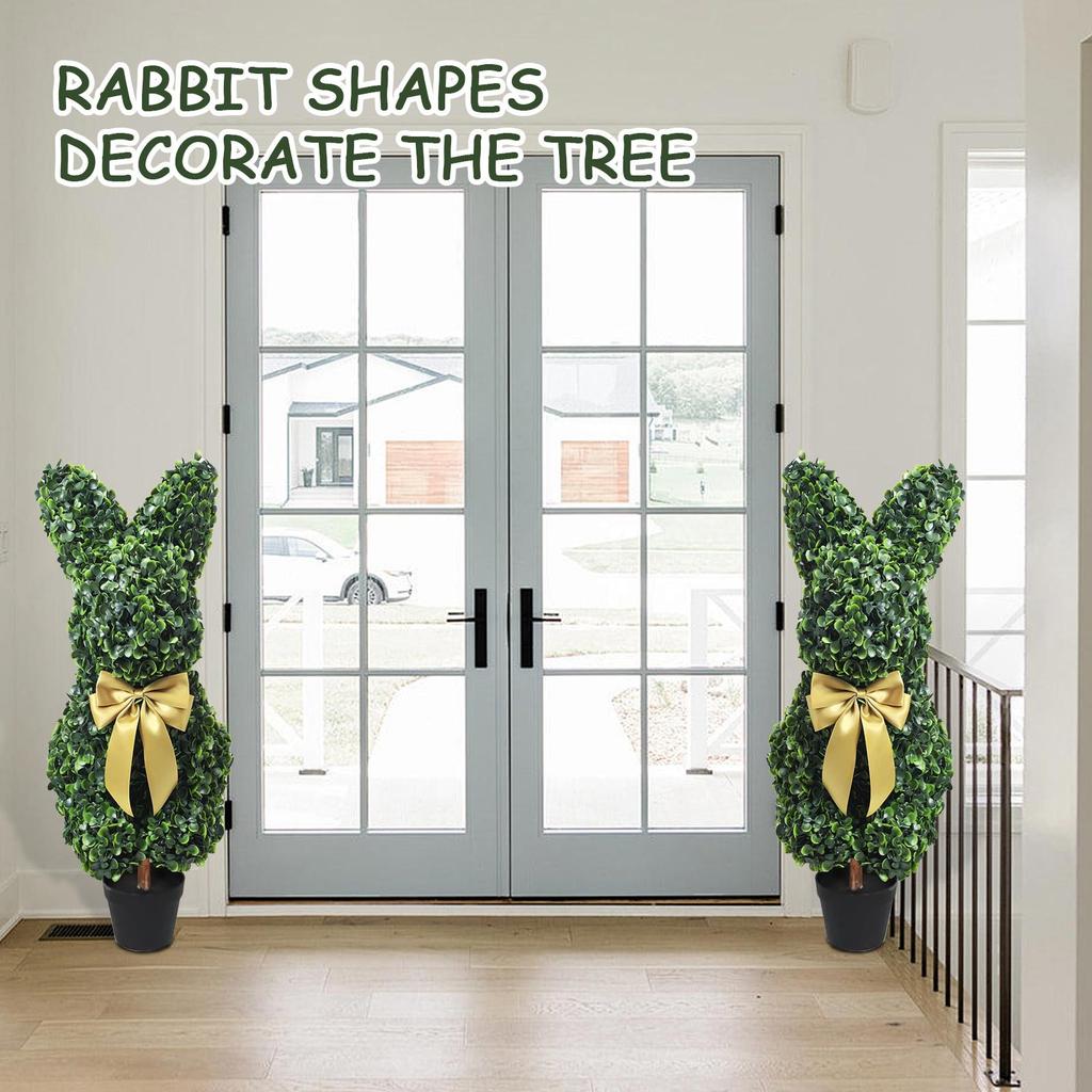 Декоративное искусственное дерево с золотым бантом, имитация самшита, подходит для внутреннего и наружного украшения крыльца