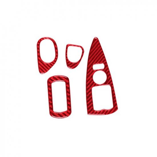 Red Carbon Fiber Car Inner Door Window Lift Panel Cover For Corvette C6 2005-13