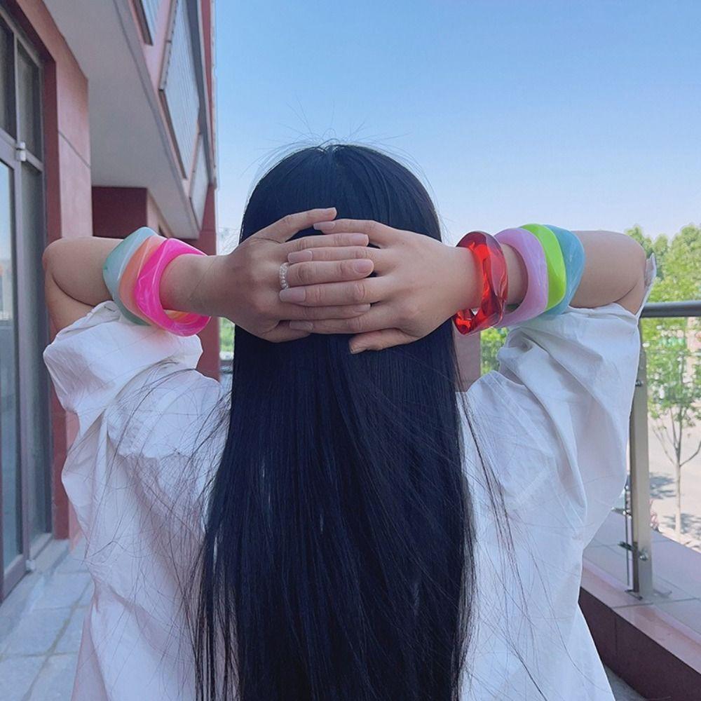 Irregular Charm Bracelet Acrylic Wristband New Geometric Chunky Bangles Jewelry Gifts