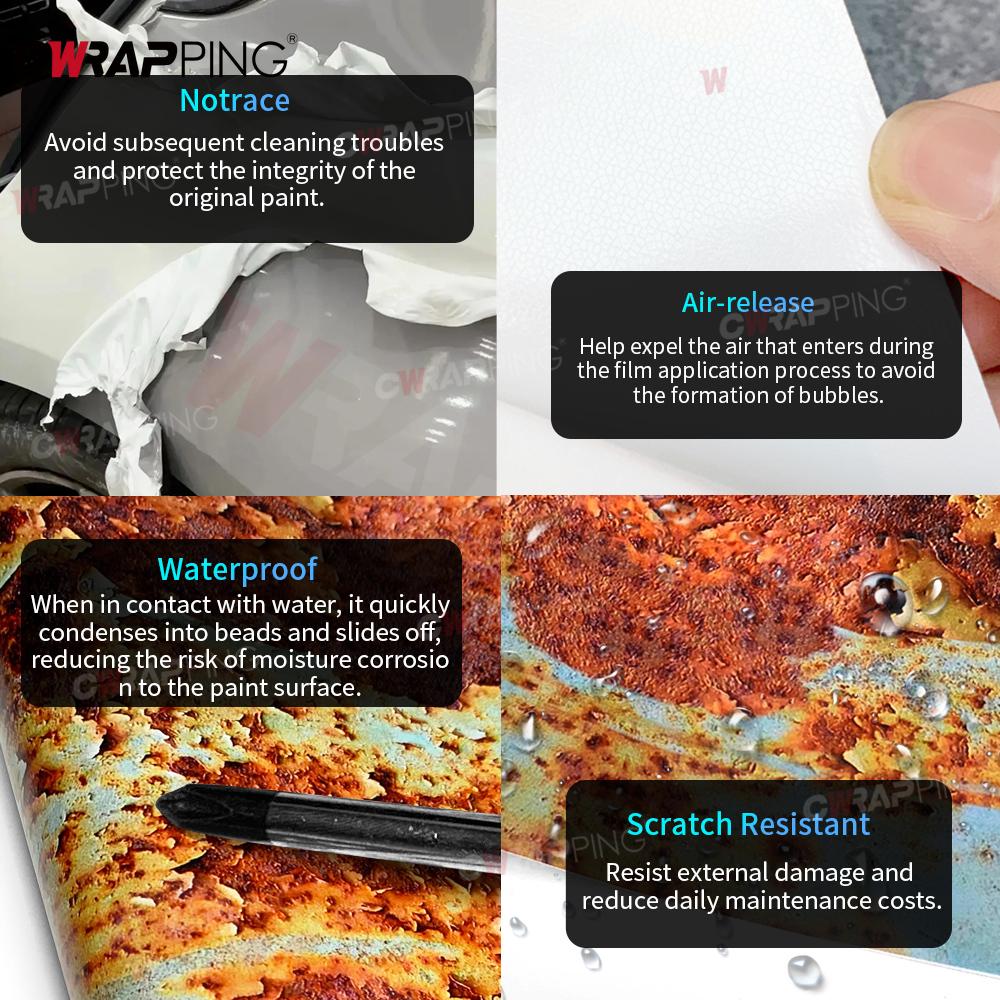 Винтажная автомобильная виниловая пленка для кузова автомобиля Пленки Ржавая текстура Самоклеящаяся пленка Мотоциклетные наклейки Тюнинг Автоаксессуары