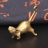 Ancient Brass Small Tea Pet Ornament Long Tail Cute Mouse Figurines Miniatures Copper Lucky Rat Study Living Room Decorations