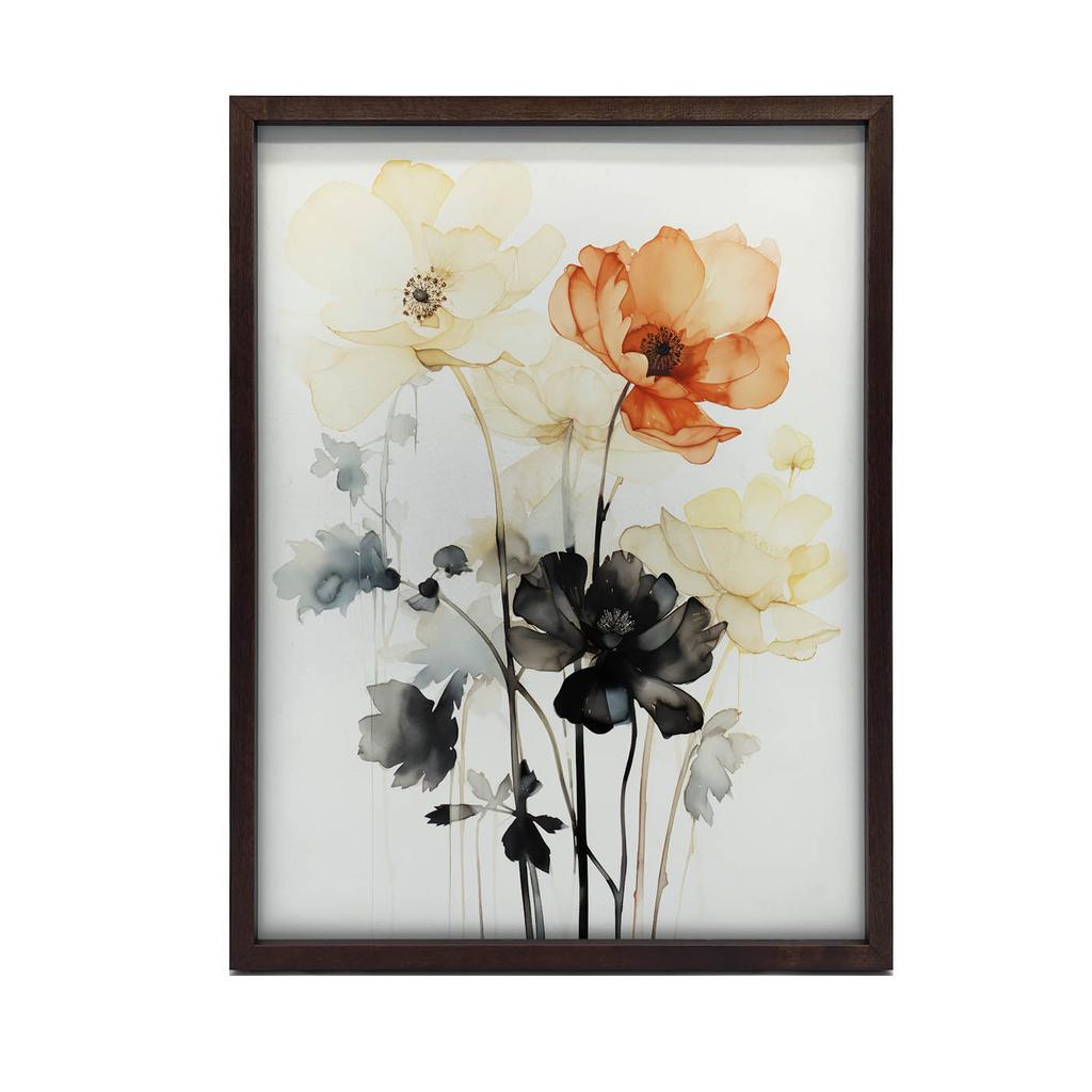 Kwiatowa Symfonia W Akwareli Kwiatowa Symfonia W Akwareli, 30X40 Cm, Rama Aluminiowa Czarna, Papier Matowy 230 Gsm
