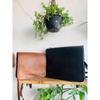 Men's Handmade Leather Vintage Laptop Messenger Briefcase Black Bag ( Free Sling Brown Bag Size - 9 X 7 X 3 In )