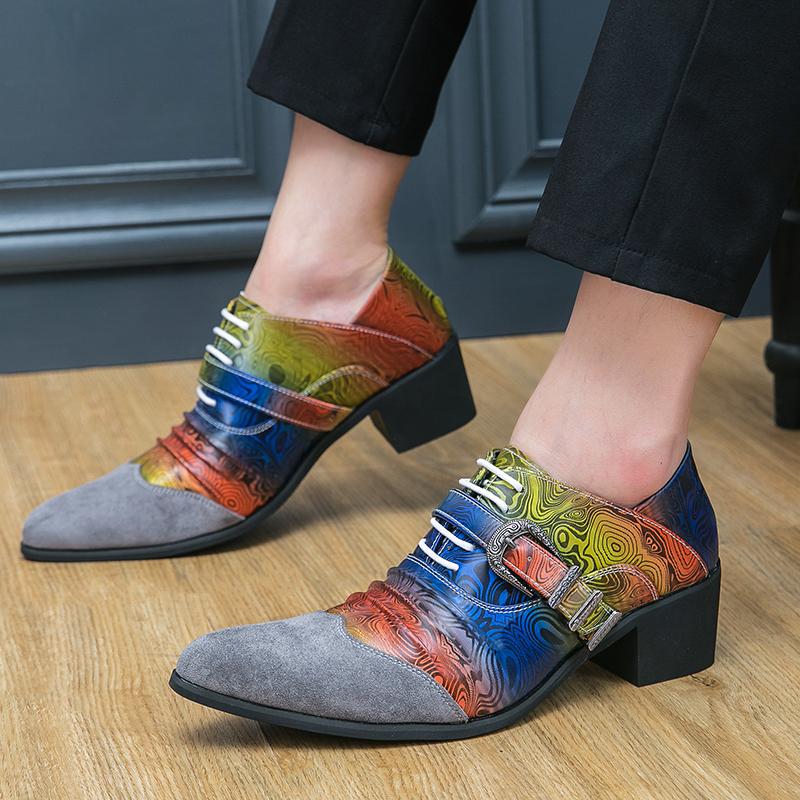 Новая стильная обувь для мужчин, туфли на высоком каблуке, мужские кожаные туфли на платформе в британском стиле, мужские туфли яппи