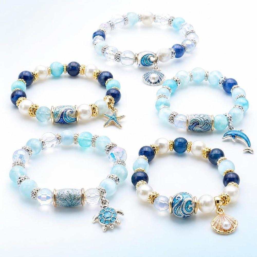 Metal Tube Ocean Themed Bracelet Floral Print Floral Print Crystal Bracelet  Party Favors