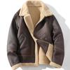 Fur Leather Bomber Jacket Men Winter Warm Coats Velvet Suede Large Size Air Force Thick Lapel Brand Fashion PU Motorcycle