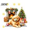 Creative Holiday Gift Stickers Christmas Cute Puppy Wall Stickers, PVC Waterproof Decals, Peel And Stick Animal Decorative Decals Art Decor
