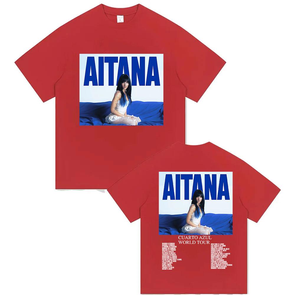 Singer Aitana Cuarto Azul World Tour 2025 Graphic Tshirt for Unisex and Women Retro Fashion Summer Print 100 Pure Cotton Tshirt